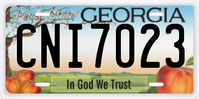 GA license plate CNI7023