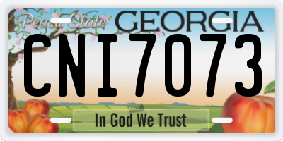 GA license plate CNI7073