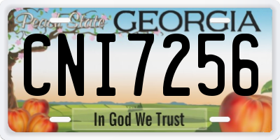 GA license plate CNI7256