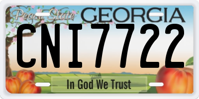 GA license plate CNI7722