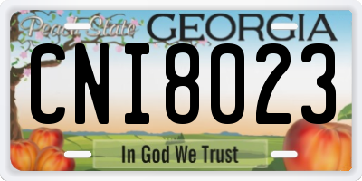 GA license plate CNI8023