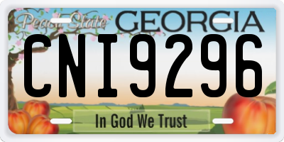 GA license plate CNI9296
