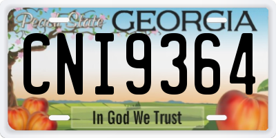 GA license plate CNI9364