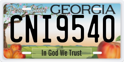 GA license plate CNI9540
