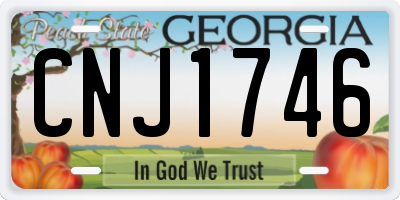 GA license plate CNJ1746