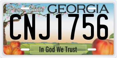 GA license plate CNJ1756
