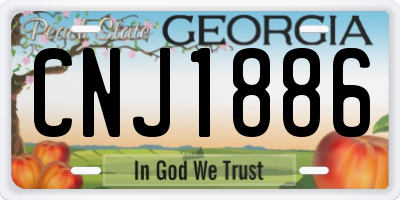 GA license plate CNJ1886