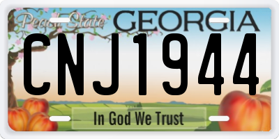 GA license plate CNJ1944
