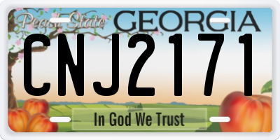 GA license plate CNJ2171