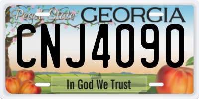 GA license plate CNJ4090