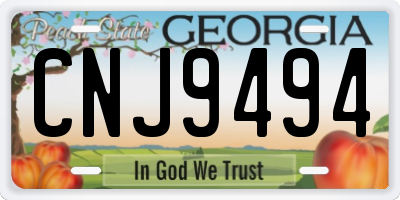 GA license plate CNJ9494