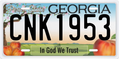GA license plate CNK1953