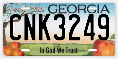 GA license plate CNK3249