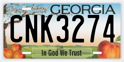 GA license plate CNK3274