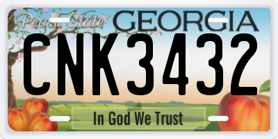 GA license plate CNK3432