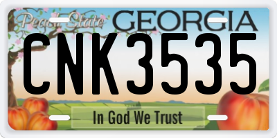 GA license plate CNK3535
