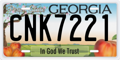 GA license plate CNK7221