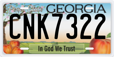 GA license plate CNK7322