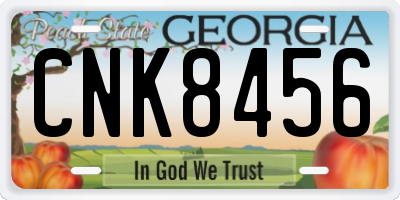 GA license plate CNK8456
