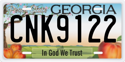 GA license plate CNK9122
