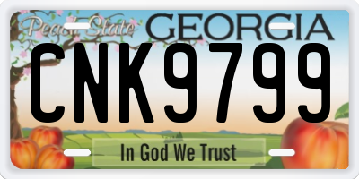 GA license plate CNK9799