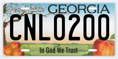 GA license plate CNL0200