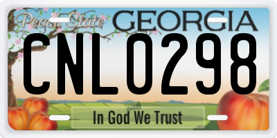 GA license plate CNL0298