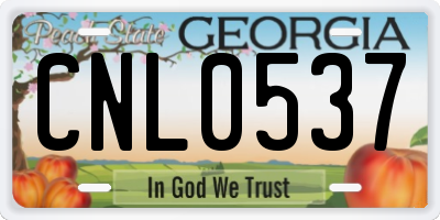 GA license plate CNL0537