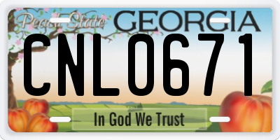 GA license plate CNL0671