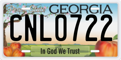 GA license plate CNL0722