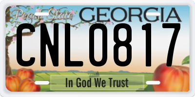 GA license plate CNL0817