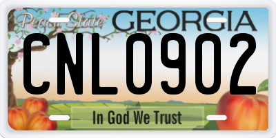 GA license plate CNL0902