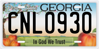GA license plate CNL0930