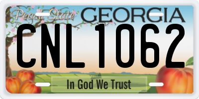 GA license plate CNL1062