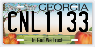 GA license plate CNL1133