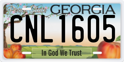 GA license plate CNL1605