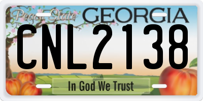 GA license plate CNL2138