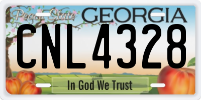 GA license plate CNL4328