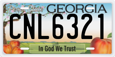 GA license plate CNL6321
