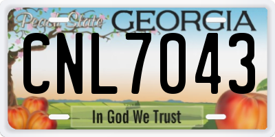 GA license plate CNL7043