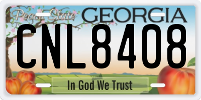 GA license plate CNL8408