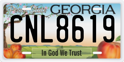 GA license plate CNL8619