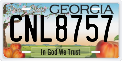 GA license plate CNL8757