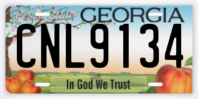 GA license plate CNL9134
