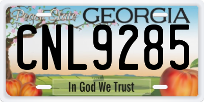 GA license plate CNL9285