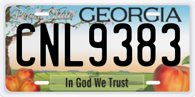 GA license plate CNL9383