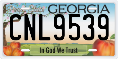 GA license plate CNL9539