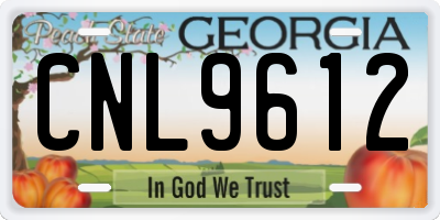 GA license plate CNL9612