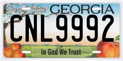 GA license plate CNL9992