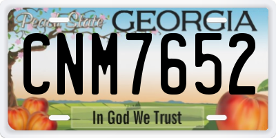 GA license plate CNM7652